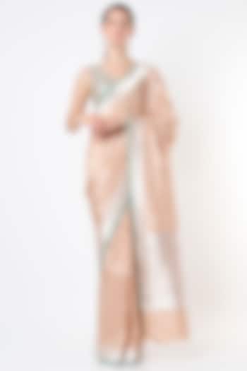 Nude Pure Handwoven Silk Saree Set by Resa by Ushnakmals