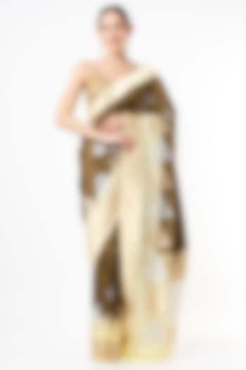 Brown Handwoven Banarasi Silk Saree Set by Resa by Ushnakmals
