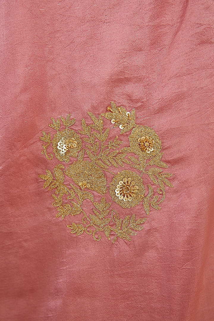 Pink Silk Blend & Viscose Zari Embroidered Wedding Saree Set by Aharin India at Pernia's Pop Up Shop