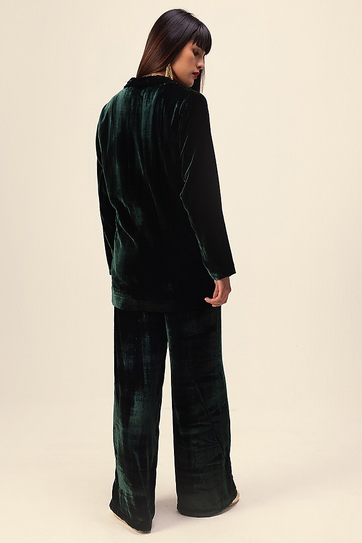 Emerald Silk Velvet Jacket Set by Reena Sharma at Pernia's Pop Up Shop