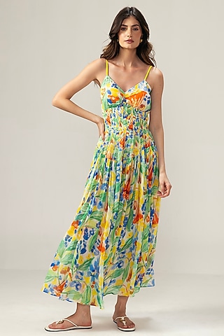 chinese dress ladies Lace Ladies Solid Color Back Slit Camisole Maxi Dress main image 1