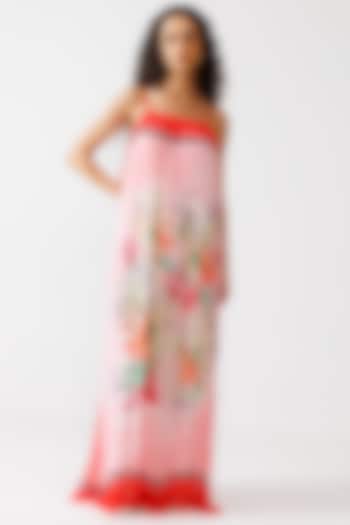 Multi-Colored Viscose Crinkled Chiffon Printed Maxi Summer Dress by Reena Sharma at Pernia's Pop Up Shop