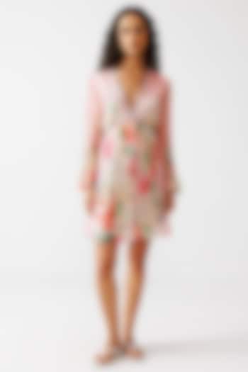 Multi-Colored Viscose Crinkled Chiffon Printed Mini Summer Dress by Reena Sharma at Pernia's Pop Up Shop