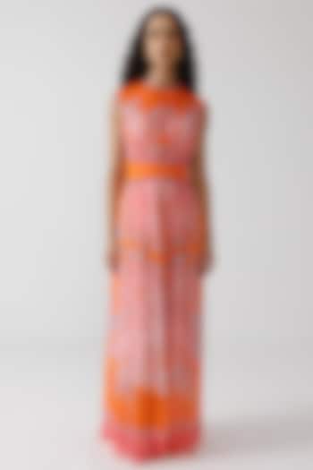 Orange Bamberg Georgette Sleeveless Maxi Vacation Dress by Reena Sharma at Pernia's Pop Up Shop