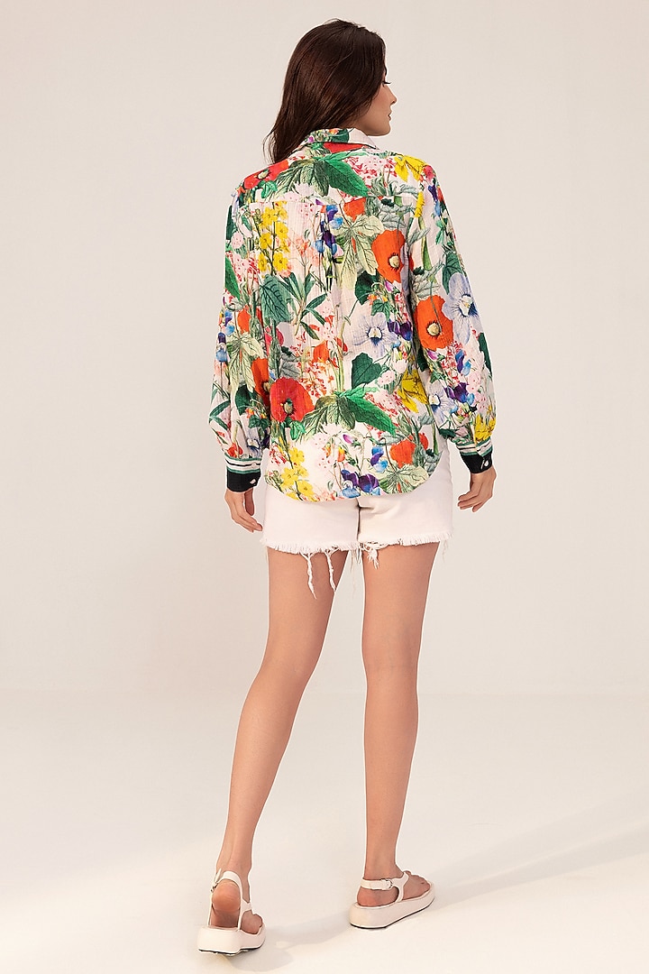 Multi-Colored Cotton Crepe Floral Printed Shirt by Reena Sharma at Pernia's Pop Up Shop