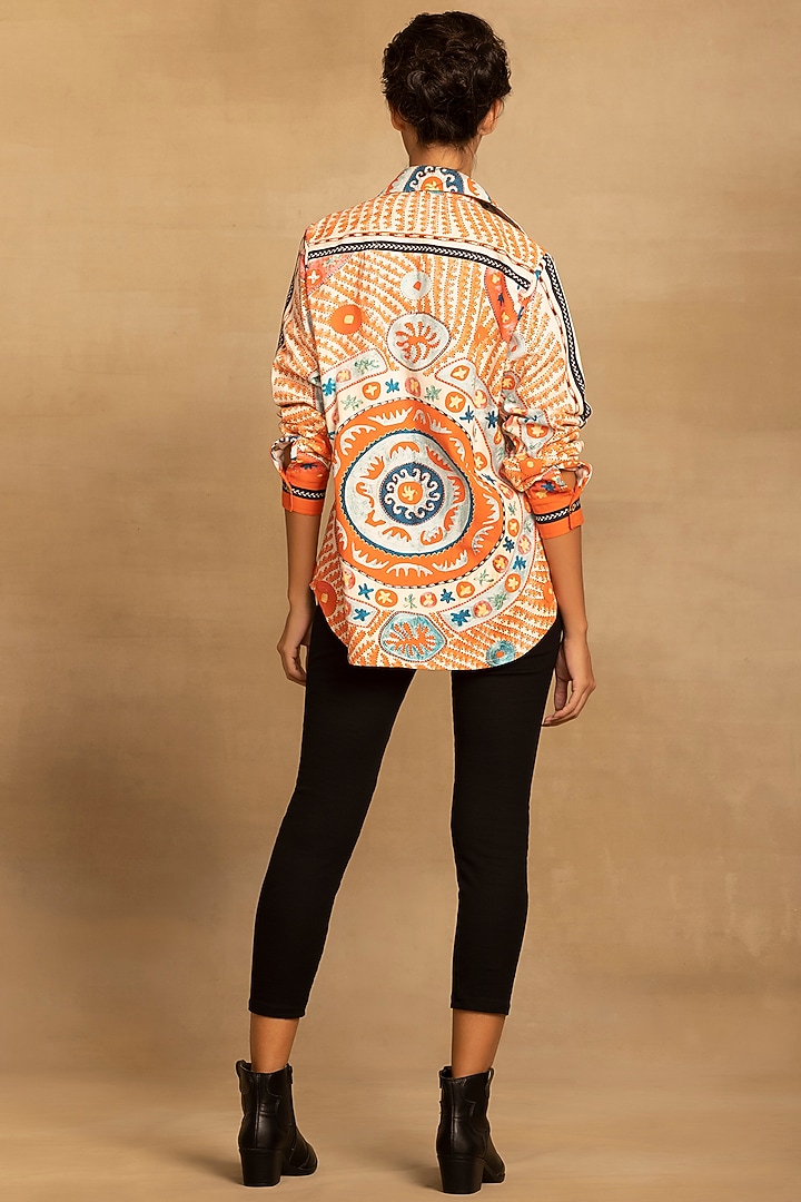 Red & Black Cotton Twill Placement Printed Shirt by Reena Sharma at Pernia's Pop Up Shop
