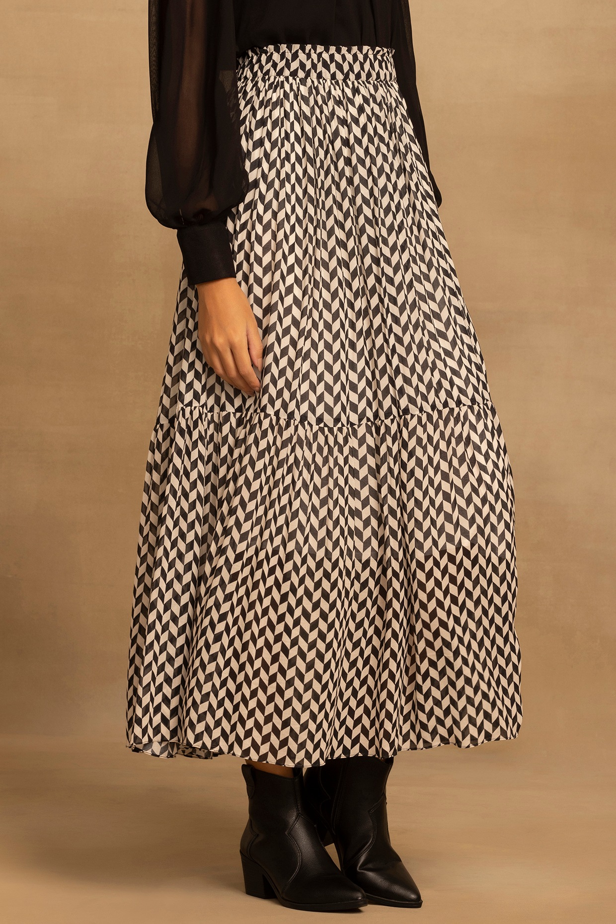 SHEIN Mulvari Chevron Pattern High Waist Knit Skirt | SHEIN USA