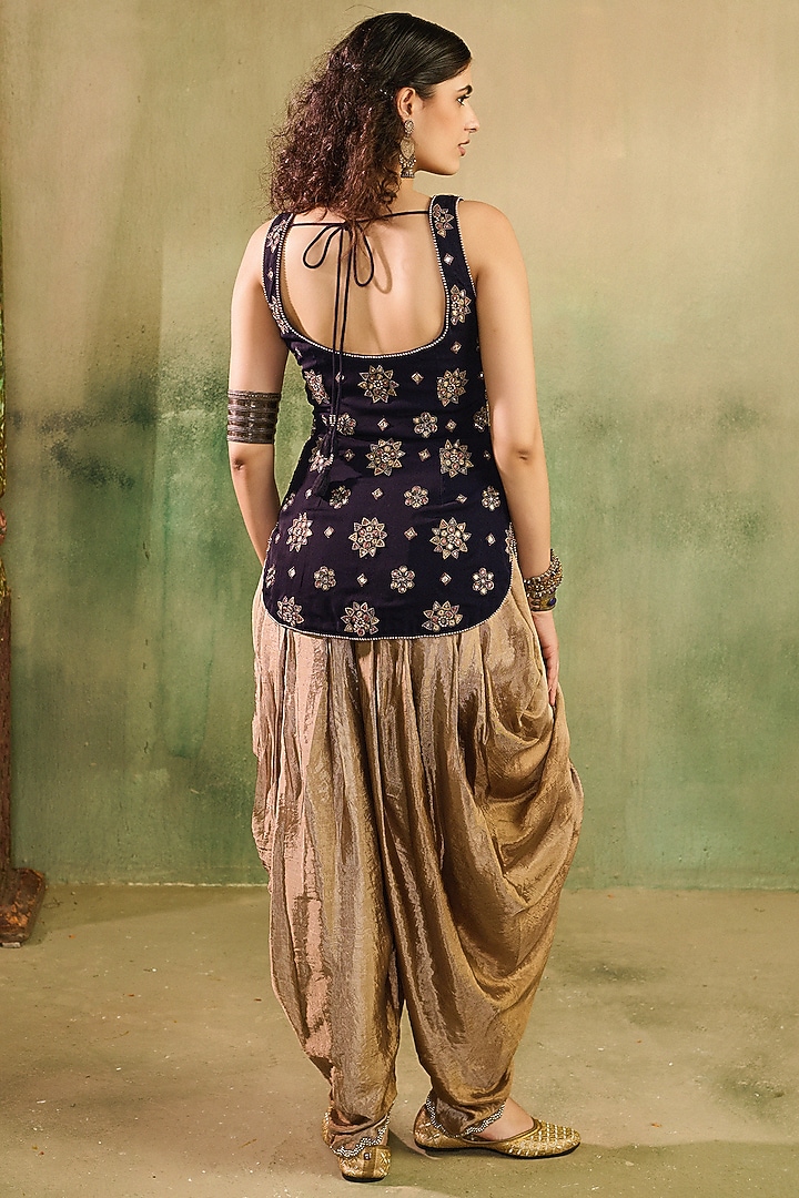 Gold Tissue Dhoti Set by Reeti Arneja at Pernia's Pop Up Shop