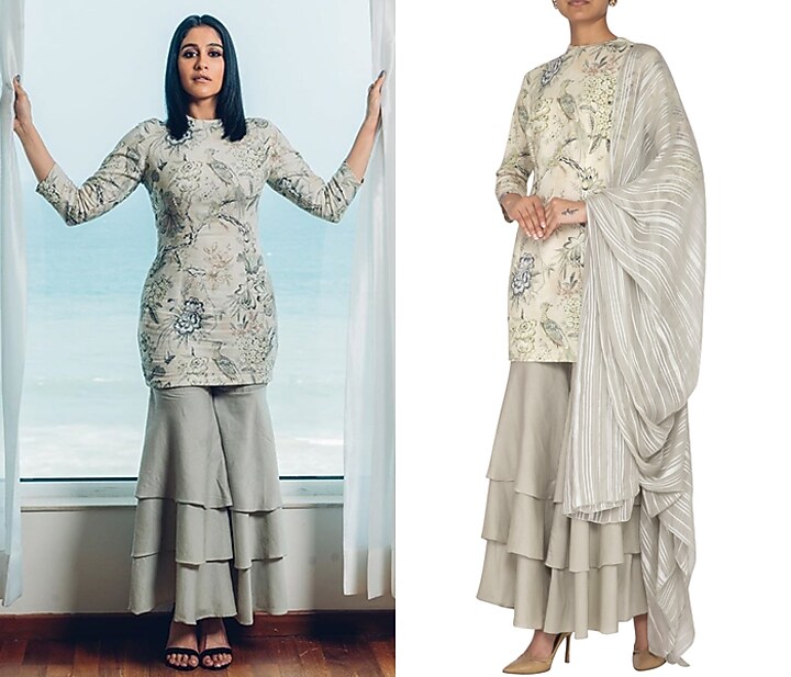 Grey Printed Wedding Sharara Set by Neha & Tarun at Pernia's Pop Up Shop