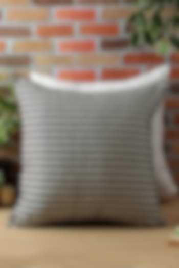 White & Black Embroidered Cushion Cover by Reme lifestyle