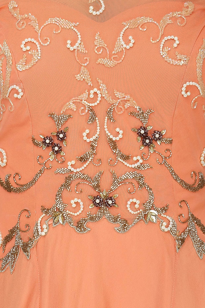 Tangerine off shoulder embroidered gown available only at Pernia's Pop Up Shop.
