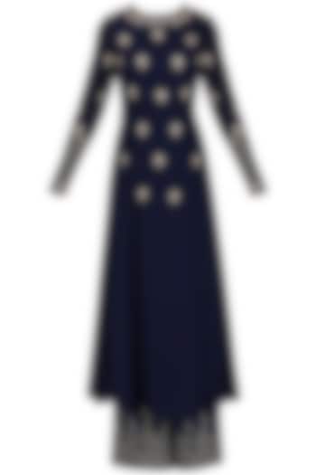 Navy Blue Embroidered Kurta and Palazzo Set by Renee Label