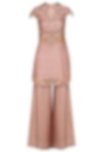 Nude Nouveau embroidered kurta palazzo set available only at Pernia's Pop Up Shop.