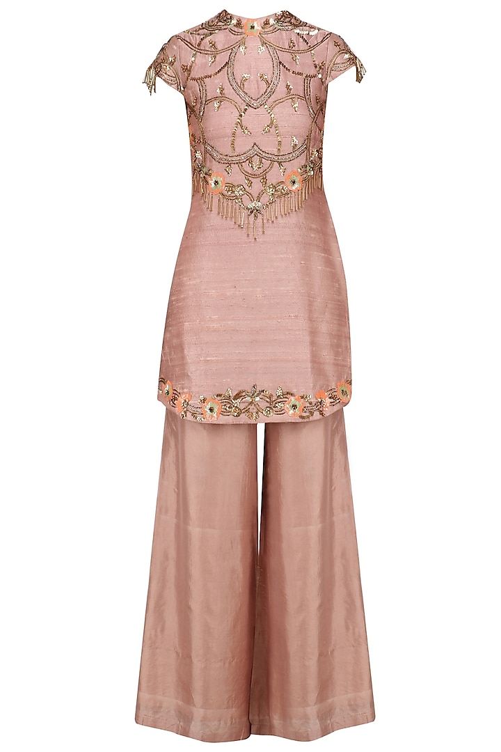 Nude Nouveau Embroidered Kurta Palazzo Set by Renee Label