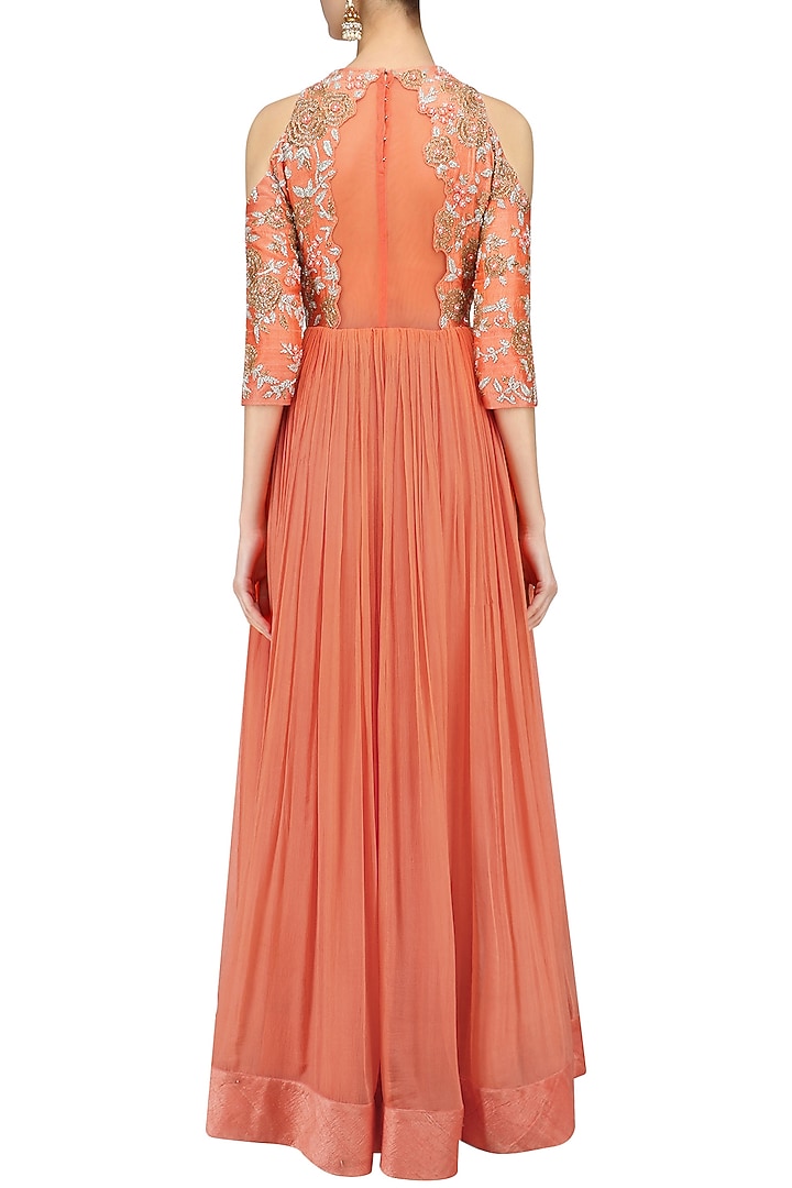 Fresh coral Rose embroidered gown available only at Pernia's Pop Up Shop.
