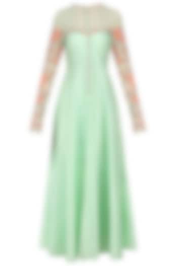 Pistachio Rose embroidered kalidar kurta palazzo set available only at Pernia's Pop Up Shop.