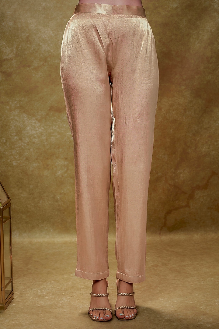 Champagne Gold Viscose Georgette Sequins Embroidered Kurta Set by Renee Label at Pernia's Pop Up Shop