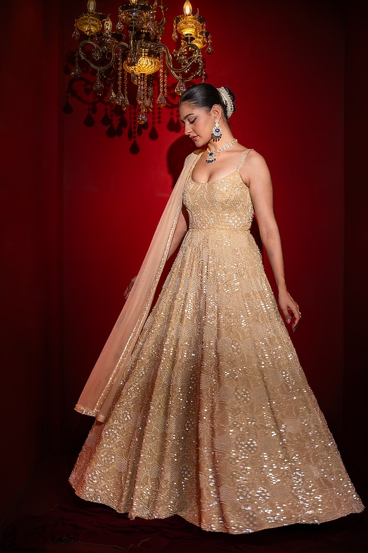 slim fit dress slacks Buy Beige Georgette Anarkali Suit With Sequins And Thread Embroidery