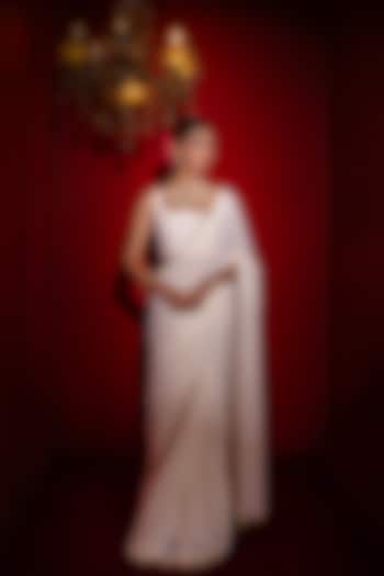 Ivory Viscose Georgette Sequins Embroidered Wedding Saree Set by Renee Label at Pernia's Pop Up Shop