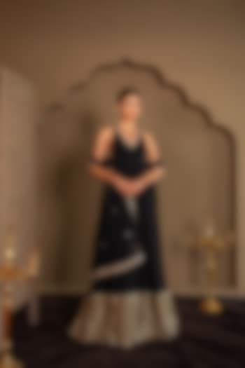 Black Viscose Georgette Sequins Embroidered Wedding Anarkali Set by Renee Label at Pernia's Pop Up Shop