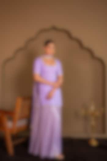 Purple Viscose Georgette Sequins Embroidered Wedding Sharara Set by Renee Label at Pernia's Pop Up Shop