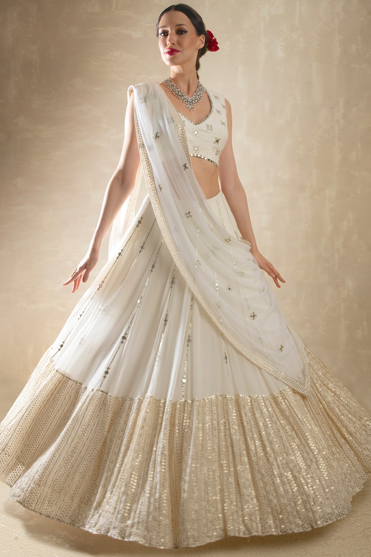 Pearl White Embroidered Lehenga For Weddings | Latest Kurti Designs