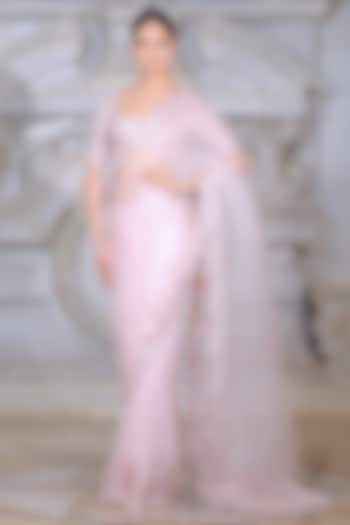 Pink Organza & Fendi Silk Reception Saree Set by Rajani Gupta at Pernia's Pop Up Shop