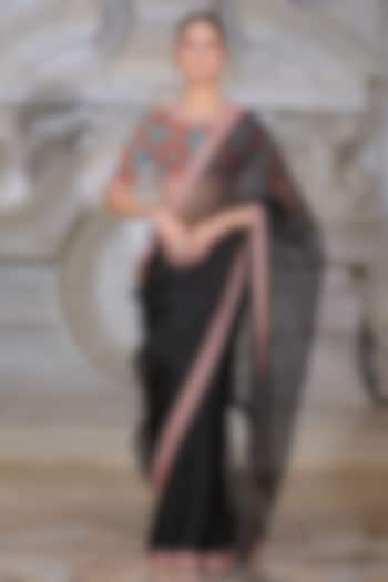 Black Organza & Fendi Silk Wedding Saree Set by Rajani Gupta at Pernia's Pop Up Shop