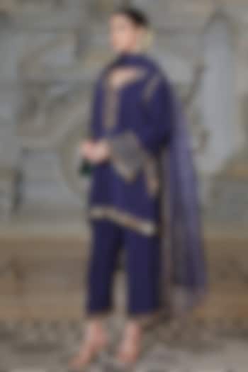 Blue Organza & Tissue Pakistani Kurta Set by Rajani Gupta at Pernia's Pop Up Shop