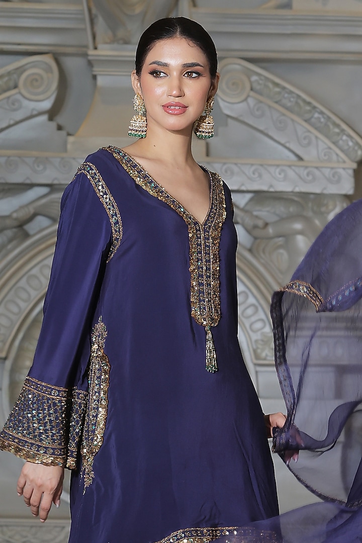 open lace back dress Aether  Hand Embroidered Organza Formal Dress with Silk Trousers   Pakistani Moda