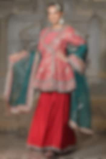 Orange Organza & Tissue Bridal Sharara Set by Rajani Gupta at Pernia's Pop Up Shop