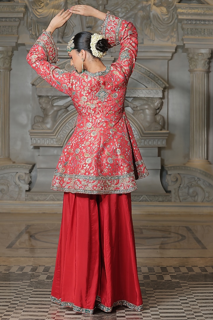 Orange Organza & Tissue Bridal Sharara Set by Rajani Gupta at Pernia's Pop Up Shop