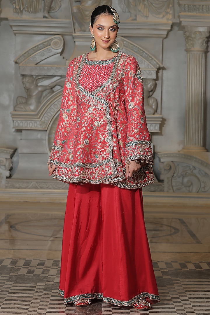 Orange Organza & Tissue Bridal Sharara Set by Rajani Gupta at Pernia's Pop Up Shop
