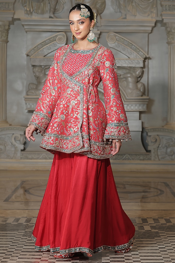 Orange Organza & Tissue Bridal Sharara Set by Rajani Gupta at Pernia's Pop Up Shop