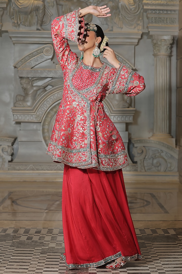 Orange Organza & Tissue Bridal Sharara Set by Rajani Gupta at Pernia's Pop Up Shop