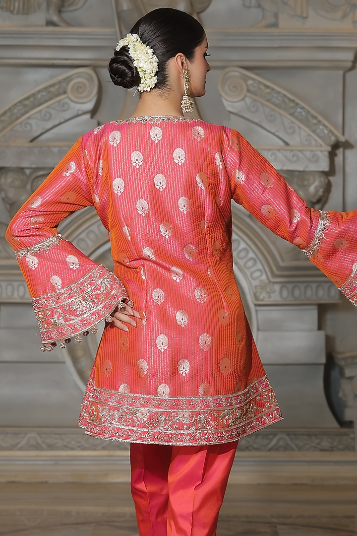 Orange Organza & Tissue Pakistani Kurta Set by Rajani Gupta at Pernia's Pop Up Shop