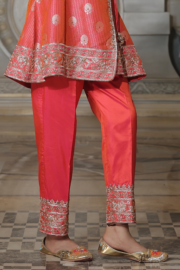 Orange Organza & Tissue Pakistani Kurta Set by Rajani Gupta at Pernia's Pop Up Shop