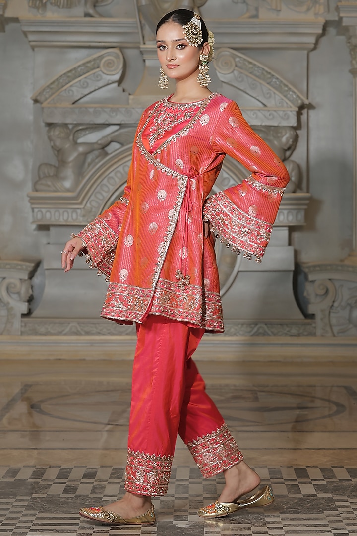 Orange Organza & Tissue Pakistani Kurta Set by Rajani Gupta at Pernia's Pop Up Shop