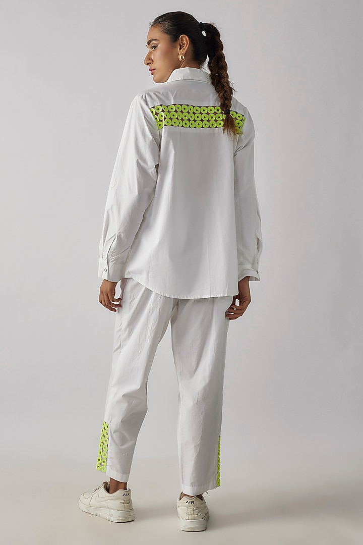 White Cotton Cutwork Co-Ord Set by Richaa Goenka at Pernia's Pop Up Shop