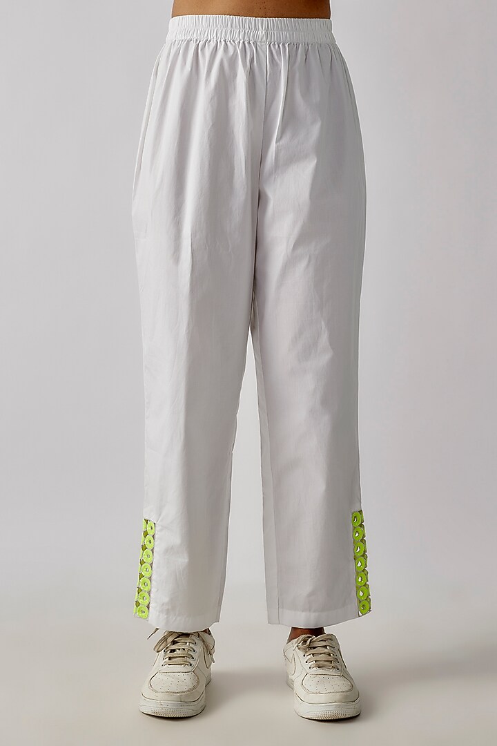 White Cotton Cutwork Co-Ord Set by Richaa Goenka at Pernia's Pop Up Shop
