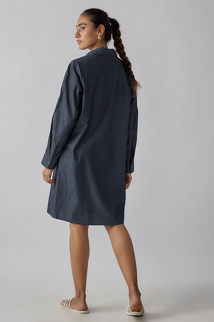 Blue Denim Sequins & Cutwork Embroidered Summer Dress by Richaa Goenka at Pernia's Pop Up Shop