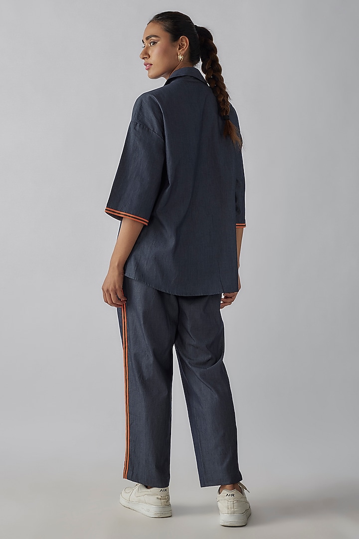 Blue Denim Sequins Embroidered Co-Ord Set by Richaa Goenka at Pernia's Pop Up Shop