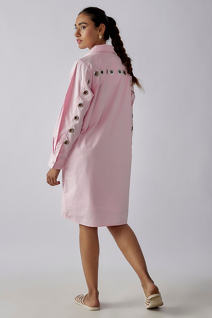 Light Pink Cotton Cutwork Embroidered Summer Dress by Richaa Goenka at Pernia's Pop Up Shop