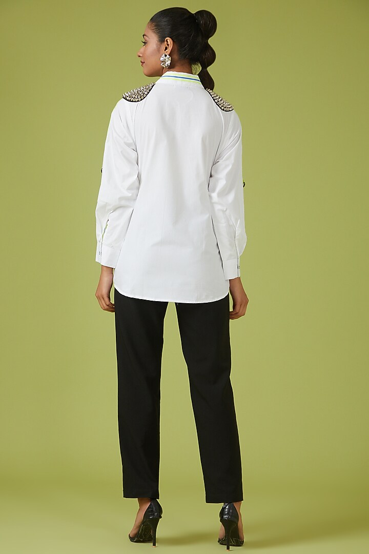 White Cotton Poplin Shirt by Richaa Goenka at Pernia's Pop Up Shop