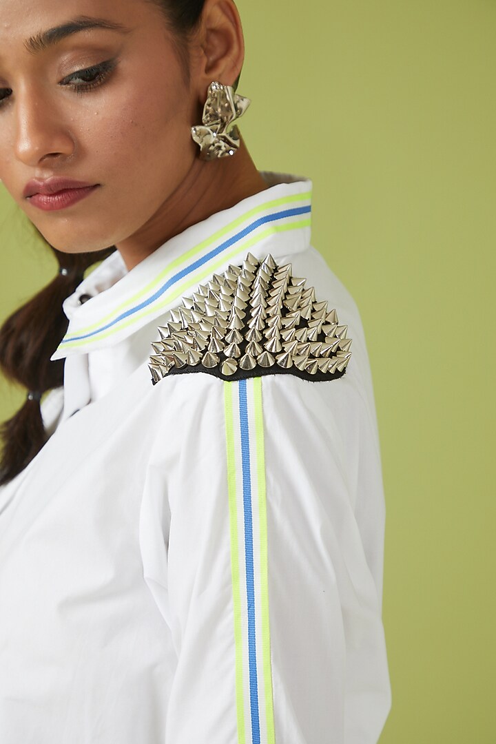 White Cotton Poplin Shirt by Richaa Goenka at Pernia's Pop Up Shop