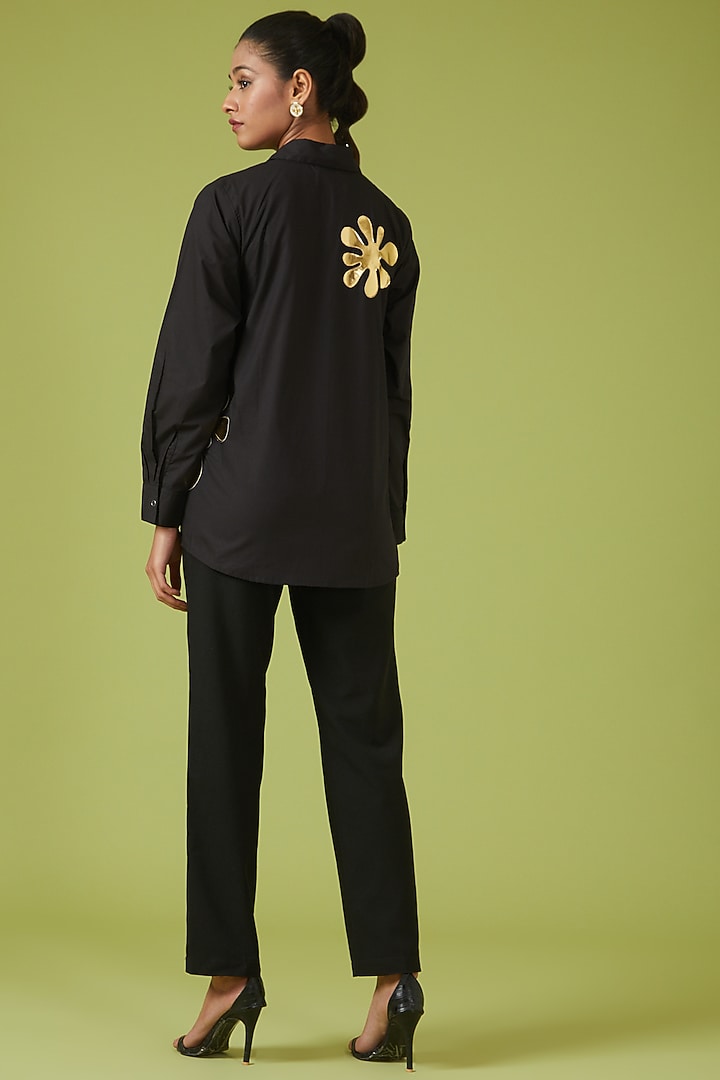 Black Cotton Poplin Shirt by Richaa Goenka at Pernia's Pop Up Shop