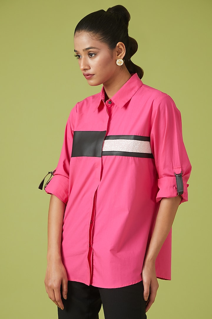 Hot Pink Cotton Poplin Shirt by Richaa Goenka