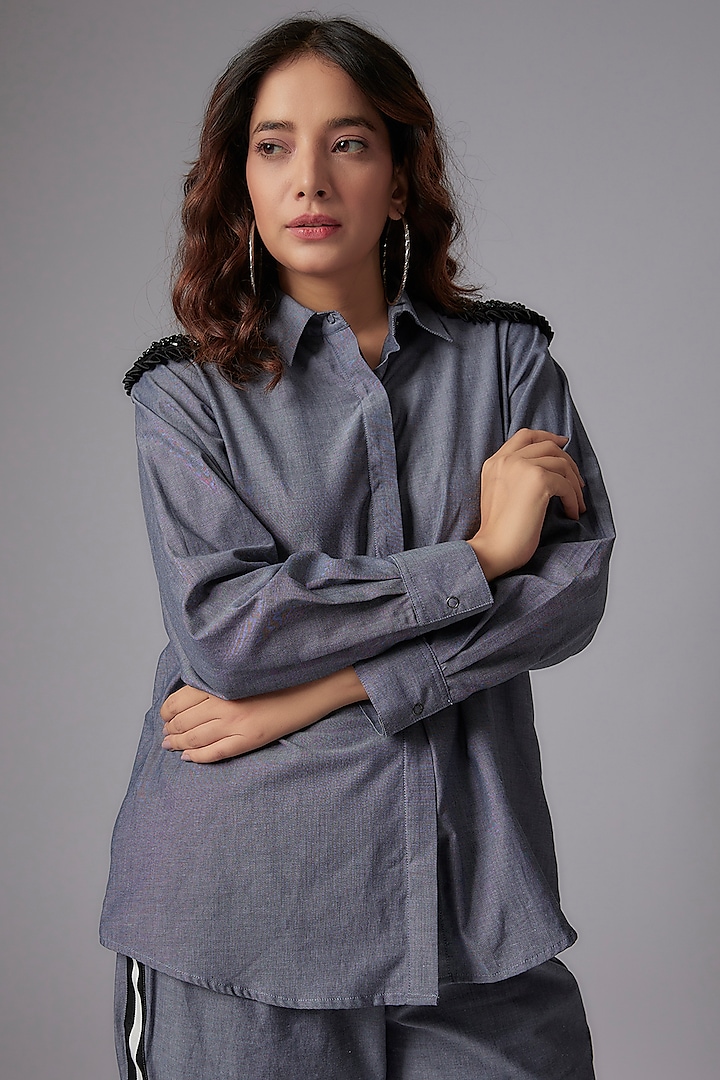 Blue Chambray Shirt by Richaa Goenka