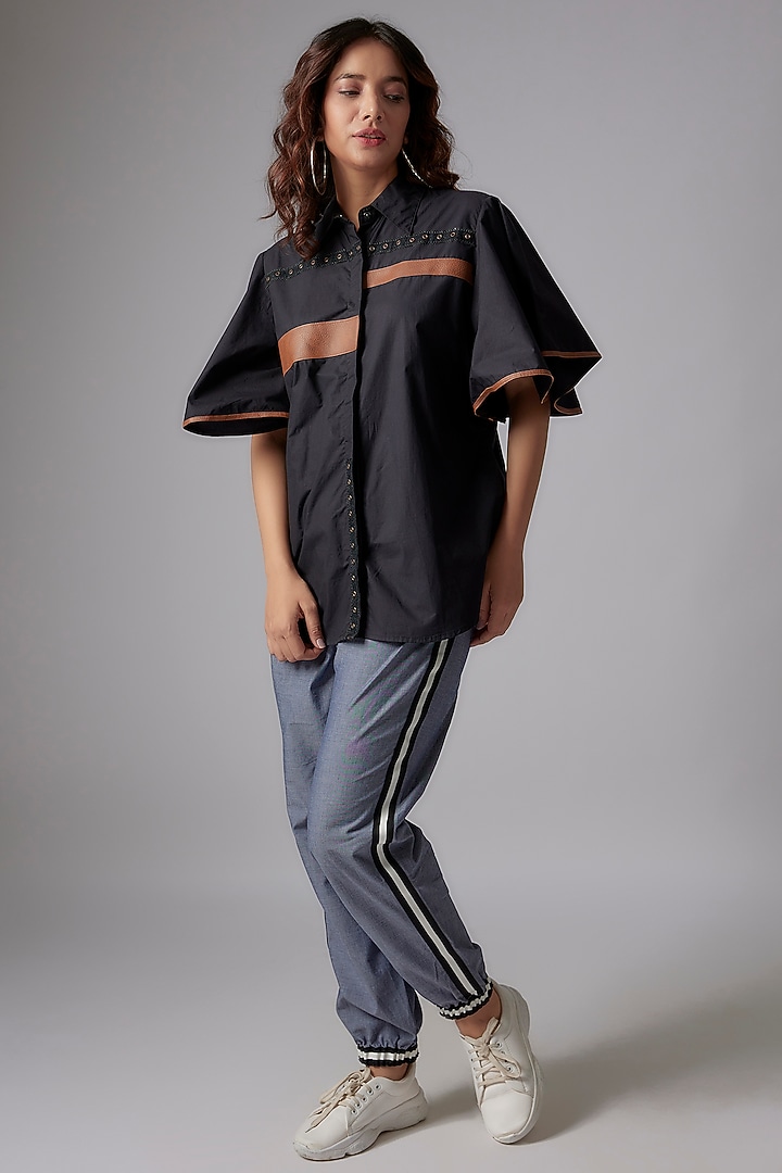 Black Cotton Poplin Shirt by Richaa Goenka at Pernia's Pop Up Shop