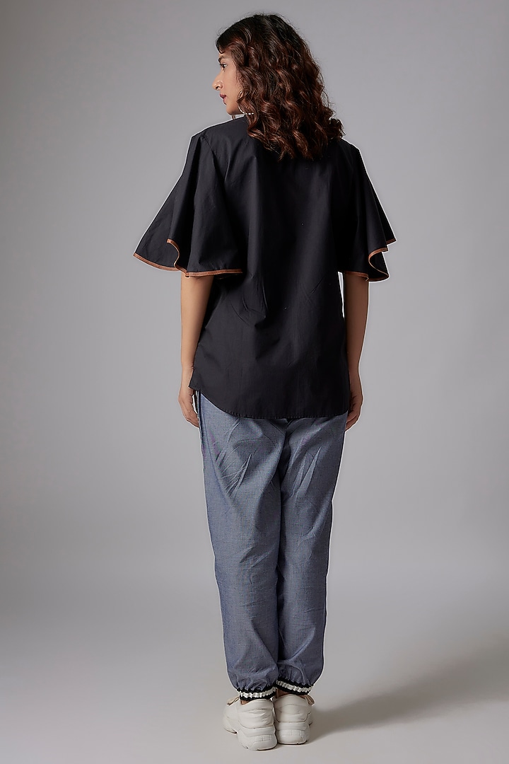 Black Cotton Poplin Shirt by Richaa Goenka at Pernia's Pop Up Shop